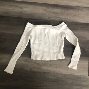 White Knit Off the Shoulder Top
